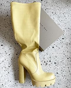 Amazon.com | Frankie Hsu Sexy Yellow Chunky Rubber Knee High